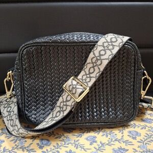 Elie Beaumont London Black Woven Leather Boho Crossbody Bag NWOT Made In Italy